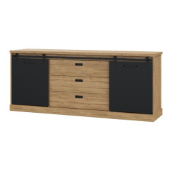 Duża komoda do sypialni Kaszmiro KZMK232 dąb waterford/czarny