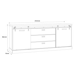 Duża komoda do sypialni Kaszmiro KZMK232 dąb waterford/czarny
