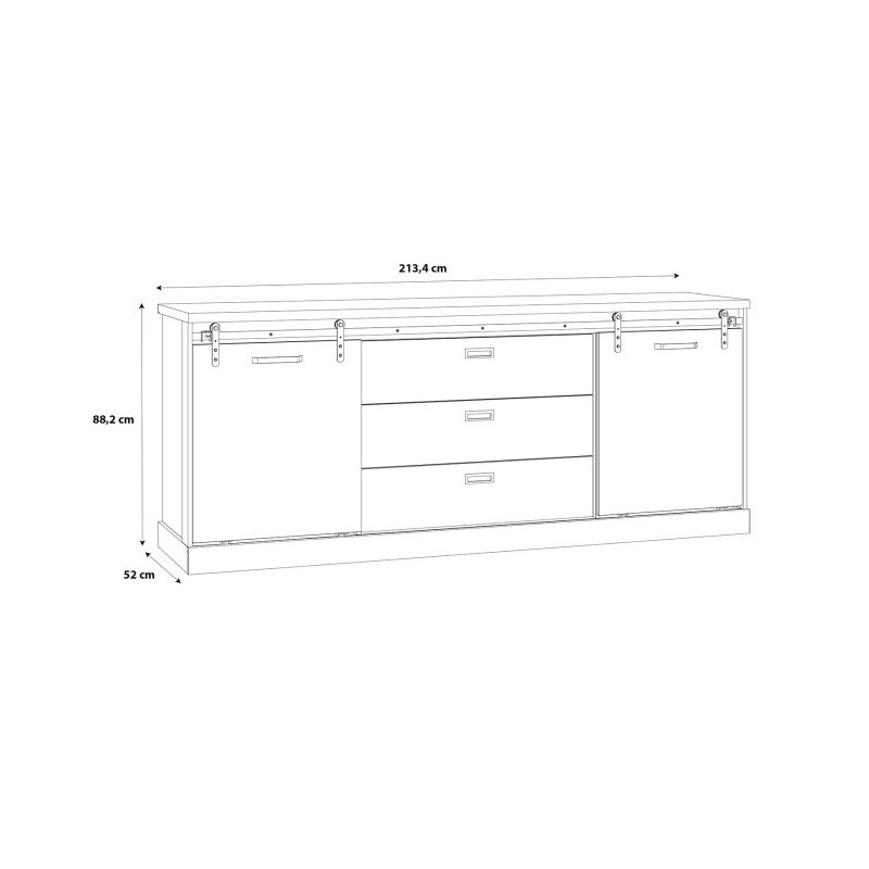 Duża komoda do sypialni Kaszmiro KZMK232 dąb waterford/czarny