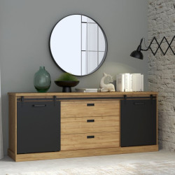 Duża komoda do sypialni Kaszmiro KZMK232 dąb waterford/czarny
