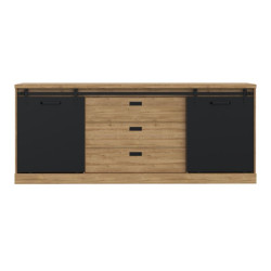 Duża komoda do sypialni Kaszmiro KZMK232 dąb waterford/czarny