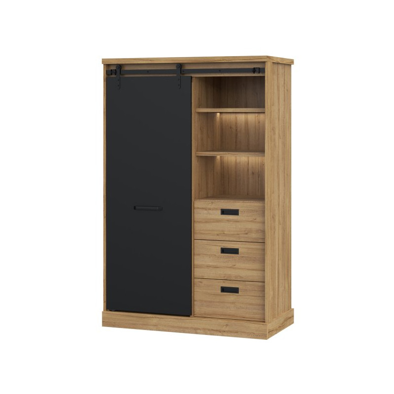 Regał z oświetleniem Kaszmiro KZMR621LB santiago old wood/czarny