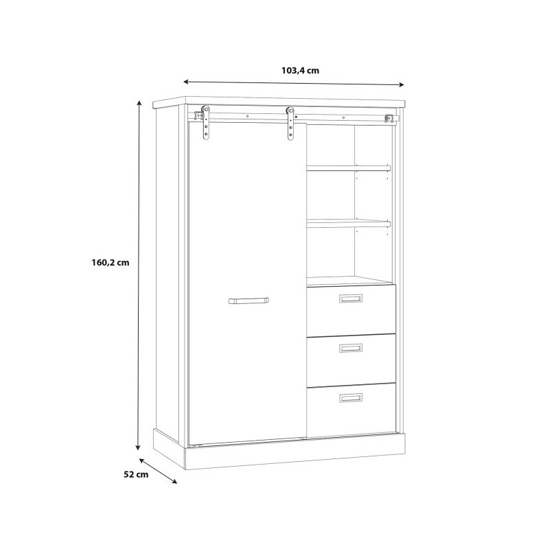 Regał z oświetleniem Kaszmiro KZMR621LB santiago old wood/czarny
