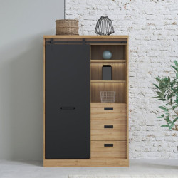 Regał z oświetleniem Kaszmiro KZMR621LB santiago old wood/czarny