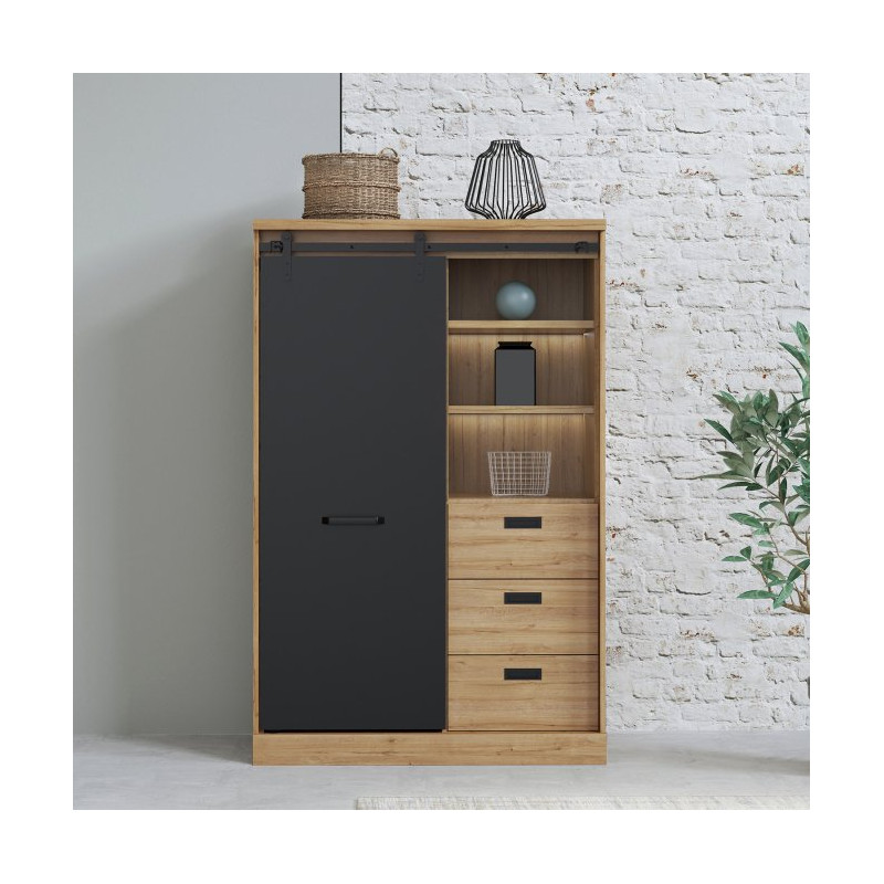 Regał z oświetleniem Kaszmiro KZMR621LB santiago old wood/czarny