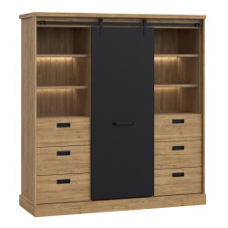 Niski regał loftowy z szufladami Kaszmiro KZMR631B dąb waterford/czarny