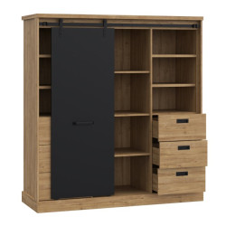 Niski regał loftowy z szufladami Kaszmiro KZMR631B dąb waterford/czarny