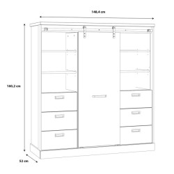 Niski regał loftowy z szufladami Kaszmiro KZMR631B dąb waterford/czarny