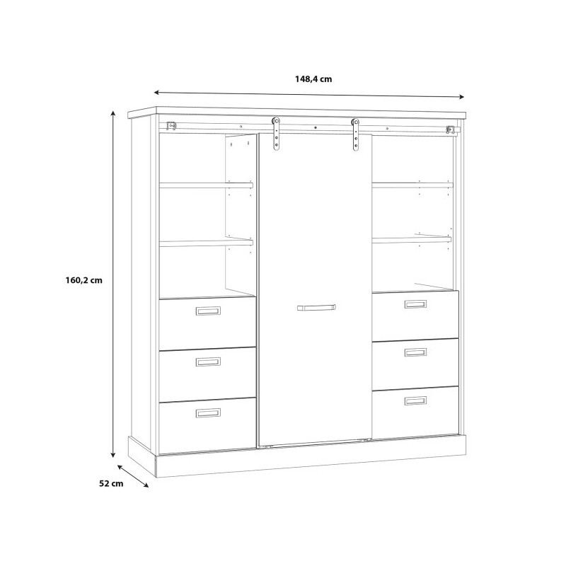 Niski regał loftowy z szufladami Kaszmiro KZMR631B dąb waterford/czarny