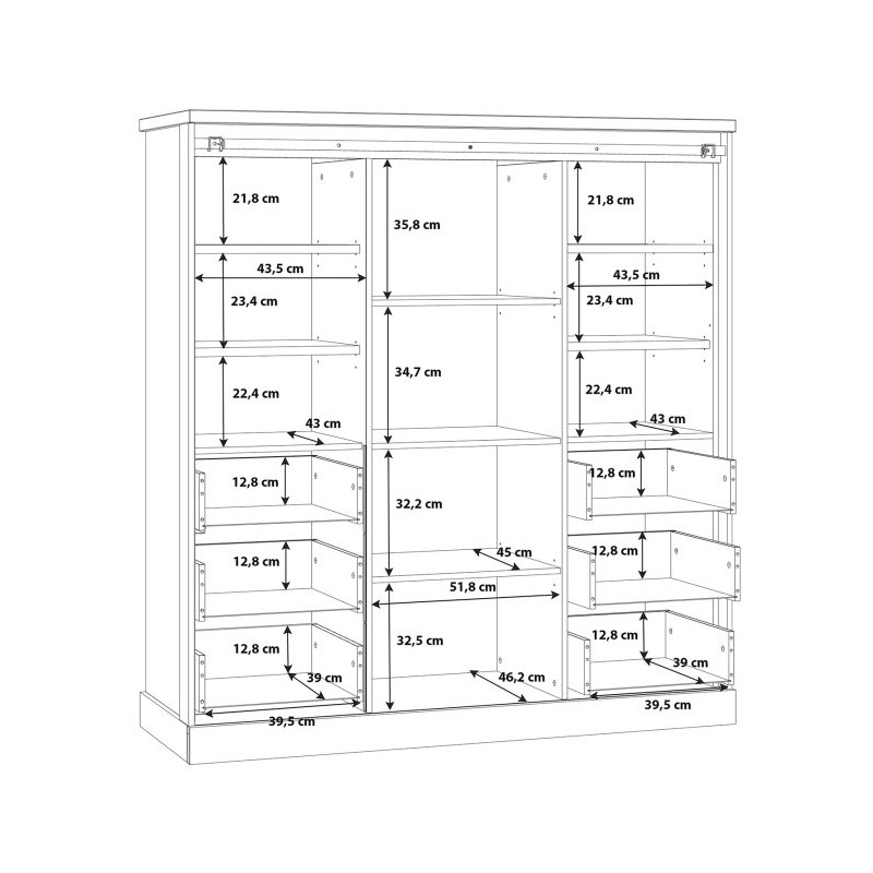 Niski regał loftowy z szufladami Kaszmiro KZMR631B dąb waterford/czarny