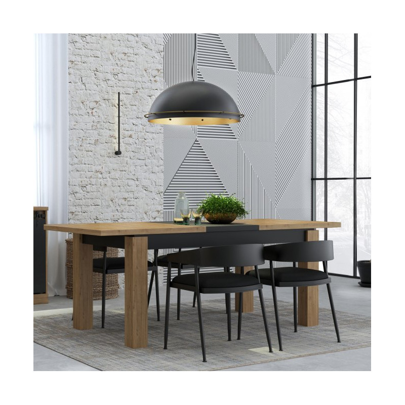 Stół rozkładany 160x90 cm Kaszmiro TBLT7016 dąb waterford/czarny