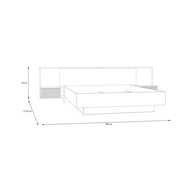 Łóżko z pojemnikiem i szafkami nocnymi 180x200 cm Nektarius NKRL2182 secret grey