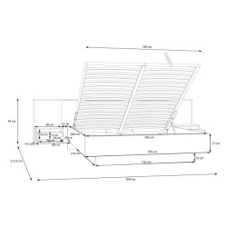 Łóżko z pojemnikiem i szafkami nocnymi 180x200 cm Nektarius NKRL2182 secret grey