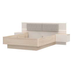Łóżko z szafkami nocnymi 140x190 cm Panoptik PNPL3141B dąb riva/piaskowy