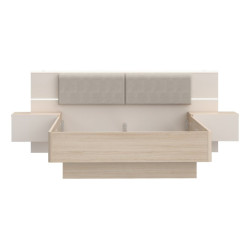 Łóżko z szafkami nocnymi 140x190 cm Panoptik PNPL3141B dąb riva/piaskowy