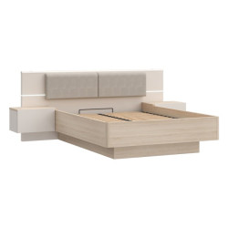 Łóżko z szafkami nocnymi i pojemnikiem 140x190 cm Panoptik PNPL3142B dąb riva/piaskowy