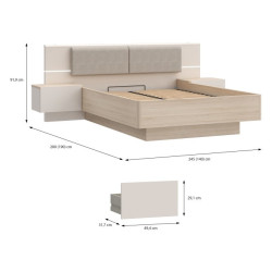 Łóżko z szafkami nocnymi i pojemnikiem 140x190 cm Panoptik PNPL3142B dąb riva/piaskowy