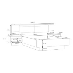 Łóżko z szafkami nocnymi i pojemnikiem 140x190 cm Panoptik PNPL3142B dąb riva/piaskowy