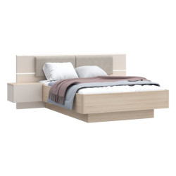 Łóżko z szafkami nocnymi i pojemnikiem 140x190 cm Panoptik PNPL3142B dąb riva/piaskowy