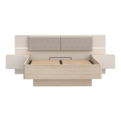 Łóżko z szafkami nocnymi i pojemnikiem 140x190 cm Panoptik PNPL3142B dąb riva/piaskowy