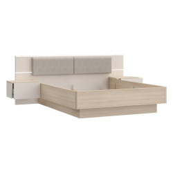 Łóżko z szafkami nocnymi 160x200 cm Panoptik PNPL3161B dąb riva/piaskowy