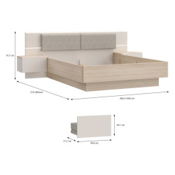 Łóżko z szafkami nocnymi 160x200 cm Panoptik PNPL3161B dąb riva/piaskowy