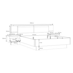 Łóżko z szafkami nocnymi 160x200 cm Panoptik PNPL3161B dąb riva/piaskowy