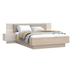 Łóżko z szafkami nocnymi 160x200 cm Panoptik PNPL3161B dąb riva/piaskowy