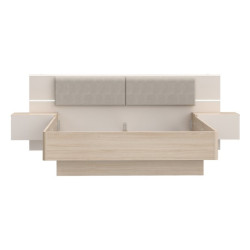 Łóżko z szafkami nocnymi 160x200 cm Panoptik PNPL3161B dąb riva/piaskowy