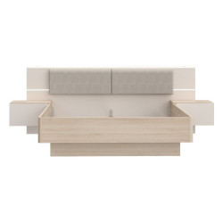 Łóżko z szafkami nocnymi 160x200 cm Panoptik PNPL3161B dąb riva/piaskowy