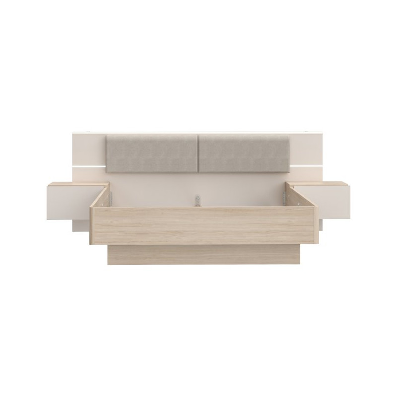 Łóżko z szafkami nocnymi 160x200 cm Panoptik PNPL3161B dąb riva/piaskowy