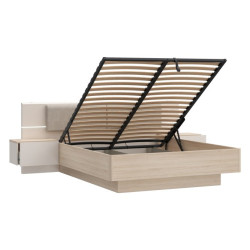Łóżko z szafkami nocnymi i pojemnikiem 160x200 cm Panoptik PNPL3162B dąb riva/piaskowy