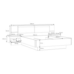 Łóżko z szafkami nocnymi i pojemnikiem 160x200 cm Panoptik PNPL3162B dąb riva/piaskowy