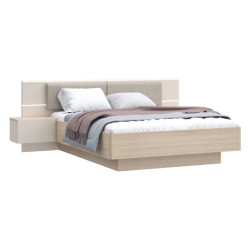 Łóżko z szafkami nocnymi i pojemnikiem 160x200 cm Panoptik PNPL3162B dąb riva/piaskowy