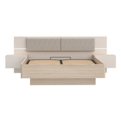 Łóżko z szafkami nocnymi i pojemnikiem 160x200 cm Panoptik PNPL3162B dąb riva/piaskowy