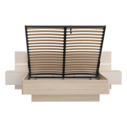 Łóżko z szafkami nocnymi i pojemnikiem 160x200 cm Panoptik PNPL3162B dąb riva/piaskowy