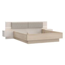 Łóżko z szafkami nocnymi 180x200 cm Panoptik PNPL3181B dąb riva/piaskowy