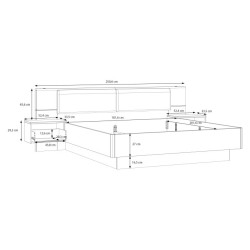 Łóżko z szafkami nocnymi 180x200 cm Panoptik PNPL3181B dąb riva/piaskowy