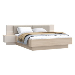 Łóżko z szafkami nocnymi 180x200 cm Panoptik PNPL3181B dąb riva/piaskowy