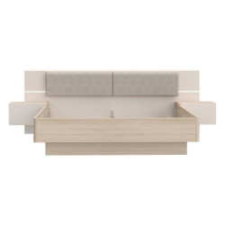 Łóżko z szafkami nocnymi 180x200 cm Panoptik PNPL3181B dąb riva/piaskowy