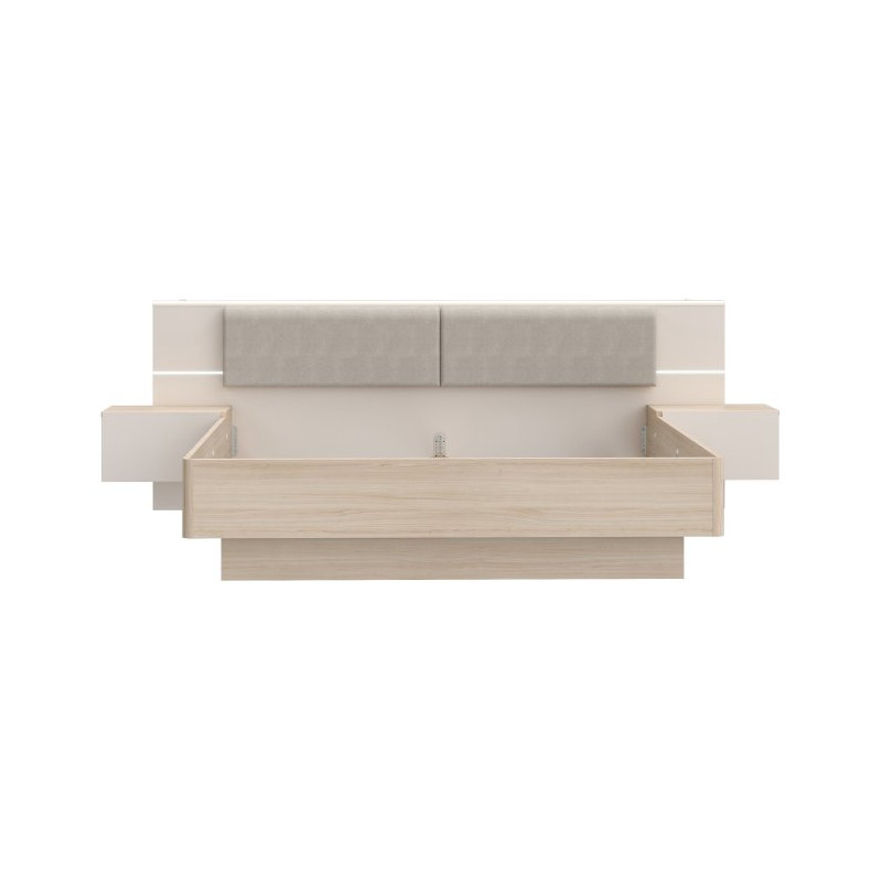 Łóżko z szafkami nocnymi 180x200 cm Panoptik PNPL3181B dąb riva/piaskowy