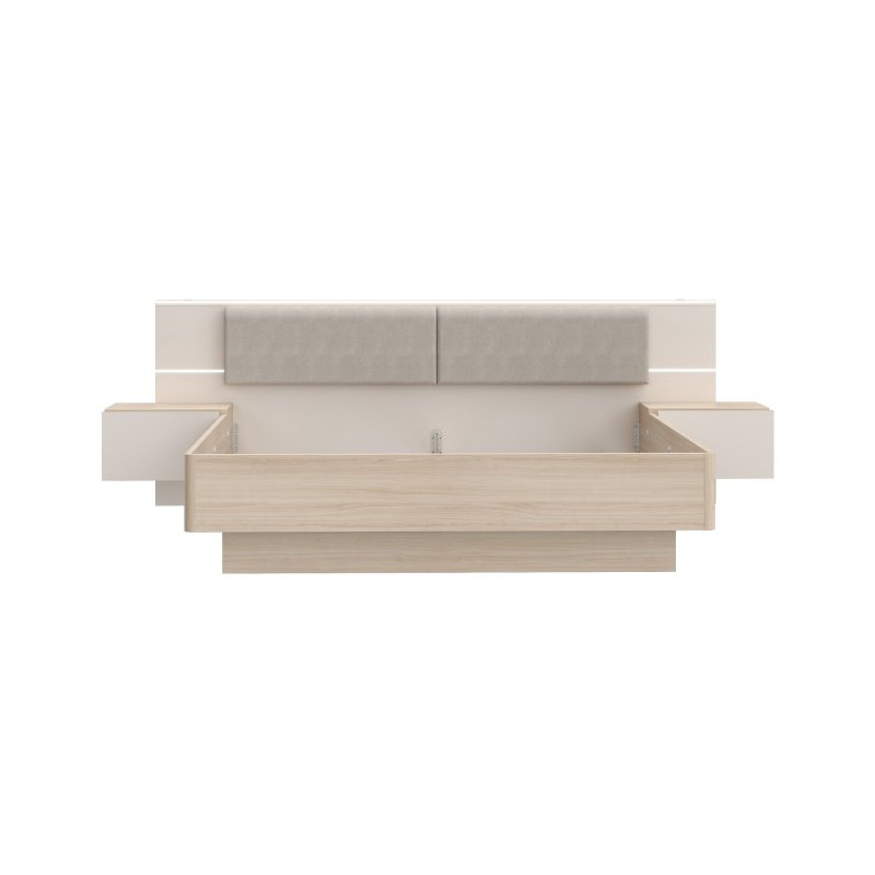 Łóżko z szafkami nocnymi 180x200 cm Panoptik PNPL3181B dąb riva/piaskowy