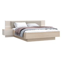 Łóżko z szafkami nocnymi i pojemnikiem 180x200 cm Panoptik PNPL3182B dąb riva/piaskowy