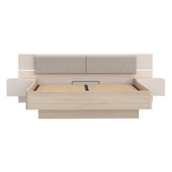 Łóżko z szafkami nocnymi i pojemnikiem 180x200 cm Panoptik PNPL3182B dąb riva/piaskowy