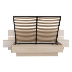 Łóżko z szafkami nocnymi i pojemnikiem 180x200 cm Panoptik PNPL3182B dąb riva/piaskowy