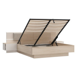 Łóżko z szafkami nocnymi i pojemnikiem 180x200 cm Panoptik PNPL3182B dąb riva/piaskowy