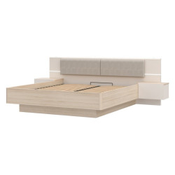 Łóżko z szafkami nocnymi i pojemnikiem 180x200 cm Panoptik PNPL3182B dąb riva/piaskowy