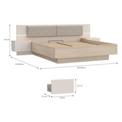 Łóżko z szafkami nocnymi i pojemnikiem 180x200 cm Panoptik PNPL3182B dąb riva/piaskowy