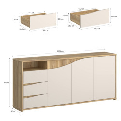 Duża komoda nowoczesna Poem POEK241R dąb mauvella/piaskowy