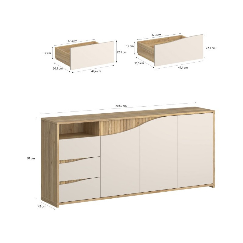 Duża komoda nowoczesna Poem POEK241R dąb mauvella/piaskowy